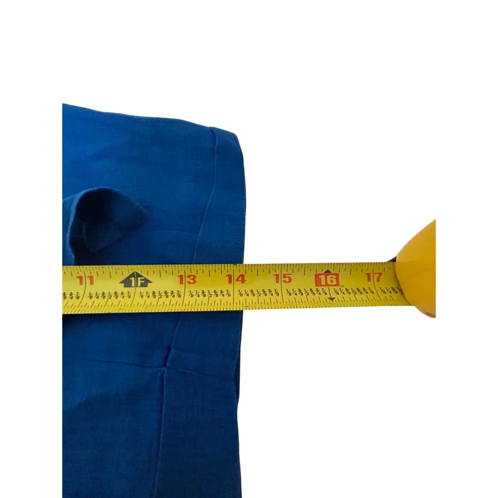J.Crew Blue Linen Drawstring‎ Shorts Women Size 6 Cobalt Cuffed Elastic Waist